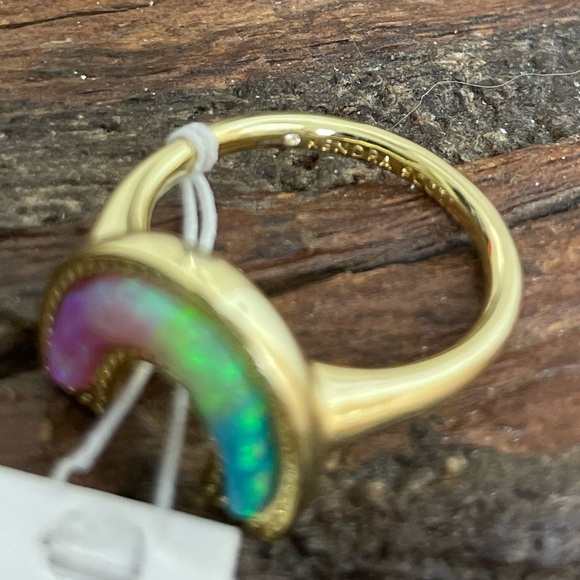 NWT Kendra Scott 14K Goldplated & Rainbow Opal Ring in Pastel Mix! - Picture 2 of 4